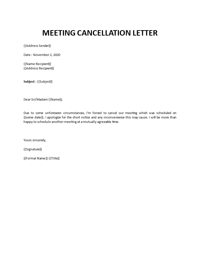 Meeting cancellation letter