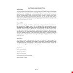 Unit Clerk Job Description  example document template