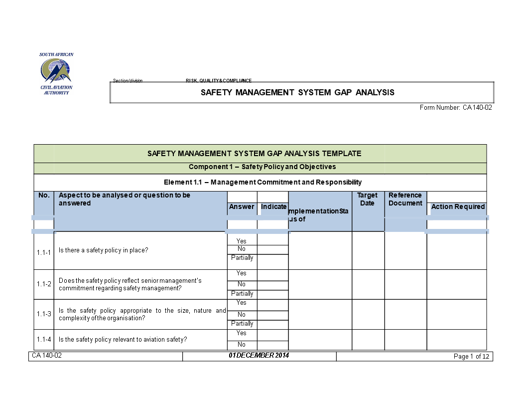 Safety Gap Analysis Template - Assess and Improve Organizational Safety ...