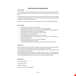 Desk Support Job Description example document template
