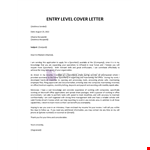 Entry Level Cover Letter example document template