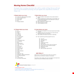 Moving Home Checklist Template example document template