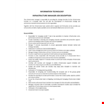 Information Technology Infrastructure Manager Job Description example document template