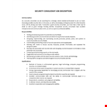 Security Consultant Job Description example document template