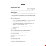 Sample Fresher Resume Doc example document template