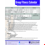 Group Fitness Calendar Template| Plan Your Cardio Workouts example document template 