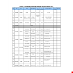 Sports Calendar example document template