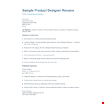 Product Designer Resume example document template
