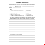 Employee Warning Example - Disciplinary Actions for Company example document template