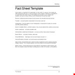 Download our Fact Sheet Template - Create Professional Sheets in Minutes example document template