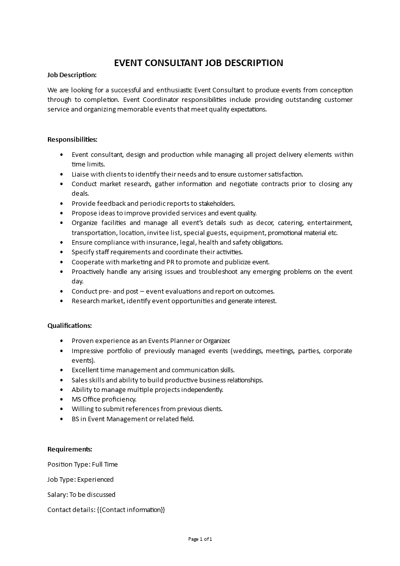 event consultant job description