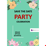 Save the date party template example document template