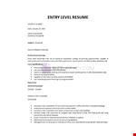 Entry Level Resume Template example document template 