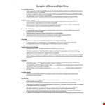 Resume Career Objective example document template