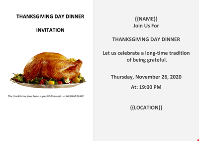 Thanksgiving Invitation Example