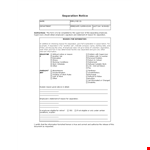 Voluntary Separation Notice example document template 