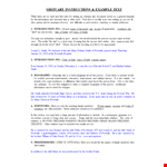 Obituary Instructions - Example Text | Norwalk example document template 