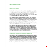 Project Grant Proposal Template for Mothers' Nutrition example document template