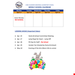 Weekly School Calendar Template example document template
