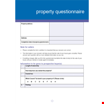 Property Questionnaire Template example document template