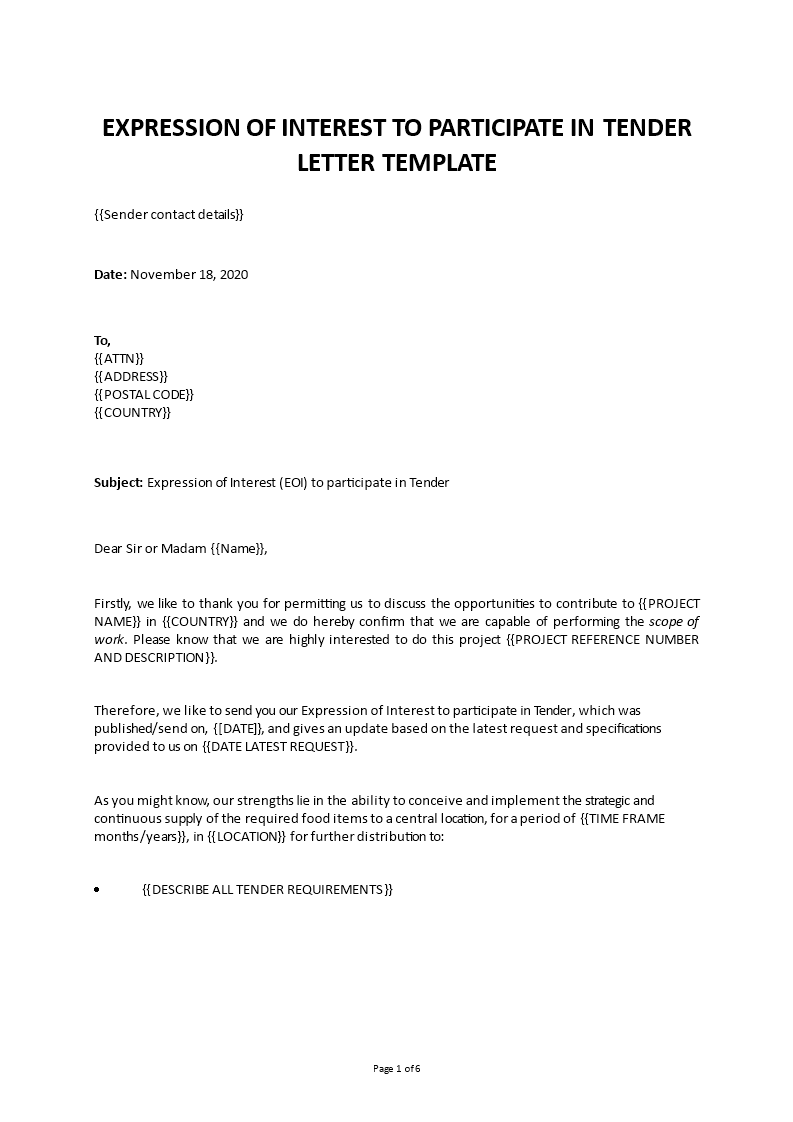 Expression of interest letter Expression of interest letter