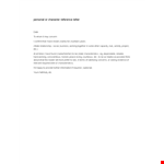 Characteristics Required for a State Reference Letter when Working example document template