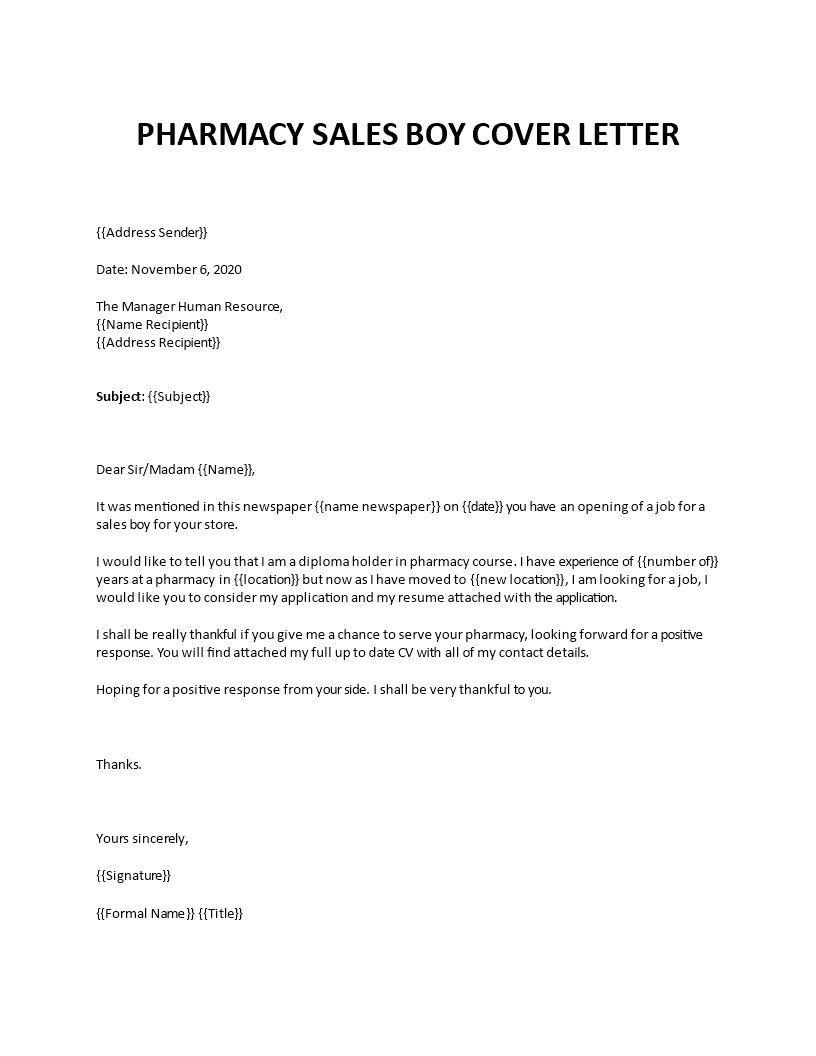 application letter of sales boy