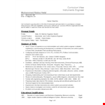 Instrumentation Engineering Resume Format example document template