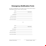 Health Department Employee Emergency Notification Form example document template