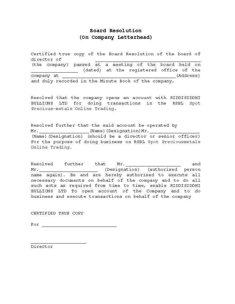 Resolved: Free Company Letterhead Template for Account Board