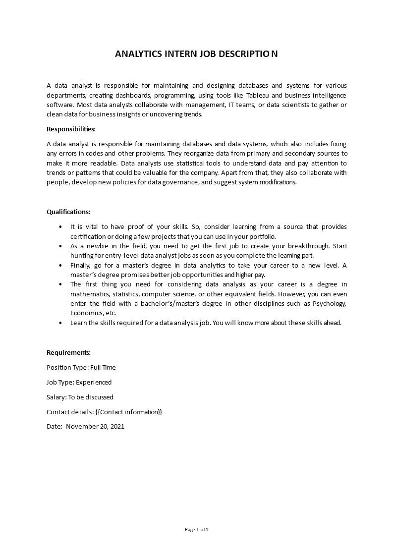 data analyst internship description Main Image data analyst internship description