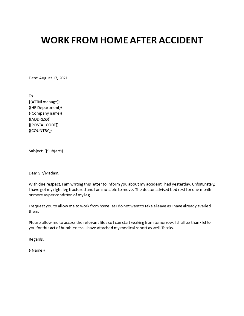 work from home after accident