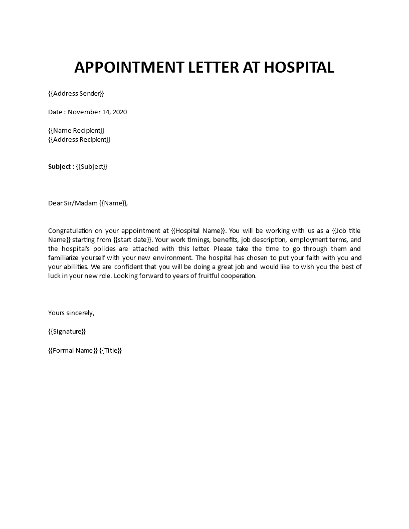 application letter to a teaching hospital