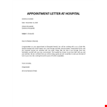 Appointment letter for hospital staff example document template