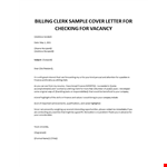 Billing Clerk Cover letter example document template