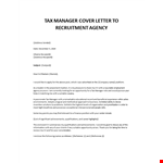 Tax Manager cover letter to recruitment agency example document template