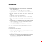 Foreman Painter Job Description - Responsibilities, Equipment & Safety Regulations example document template