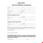 University Employee Emergency Notification Form example document template