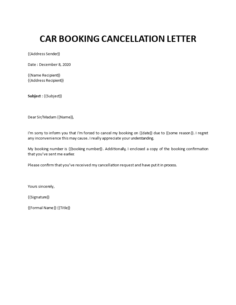 car booking cancellation