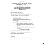 Small Business Advisory Board Meeting Agenda - Plan & Discuss Key Business Matters example document template