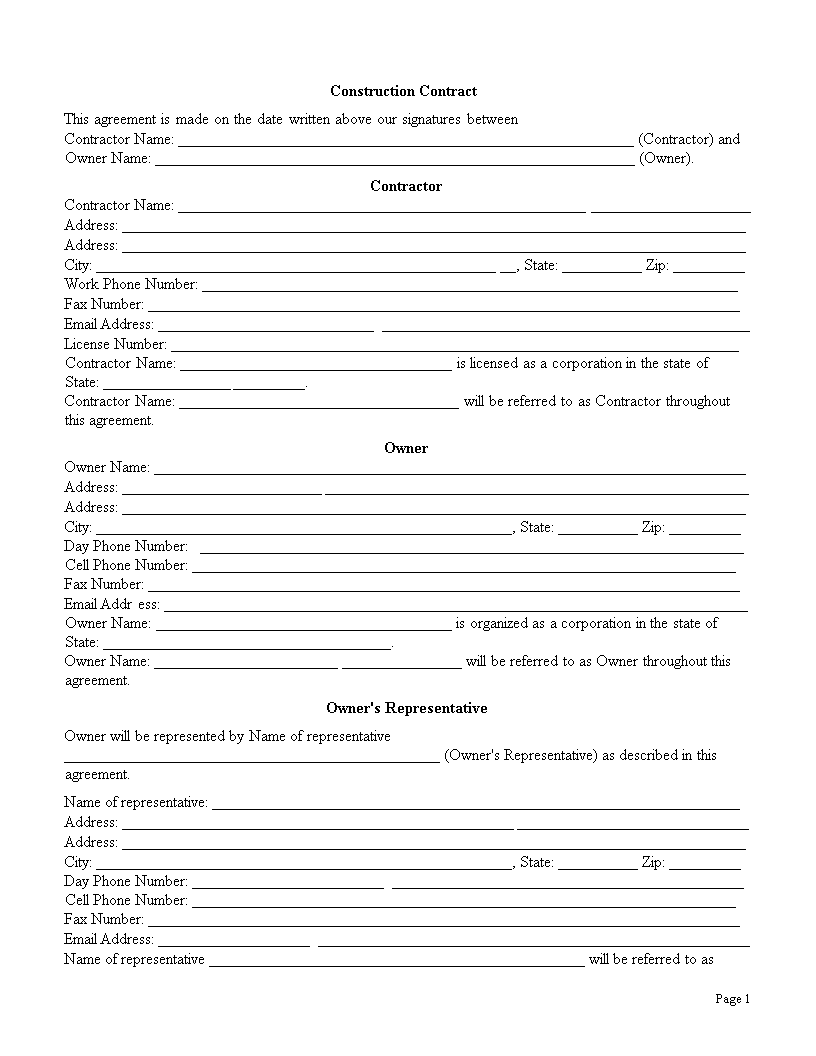 Contract Template for Contractors