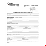 Sample Commercial Rental Application Form | Business | Number | Address | Phone example document template