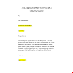 Application Letter for a Security Guard example document template