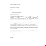 Sample Template for Offer Letter example document template