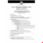 Small Business Advisory Board Meeting Agenda example document template