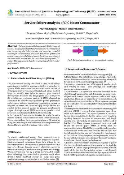 Service Failure Analysis Template - Analyzing System and Motor Failure with Commutator