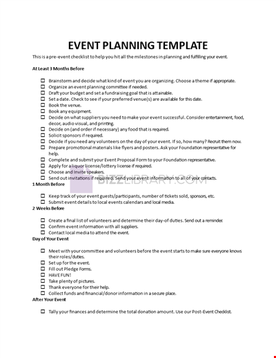 Pre-Event Planning Template
