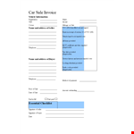Car Sale Invoice Template - Easily Track, Bill and Sell Vehicles to Buyers with Applicable Details example document template 