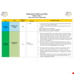 Kindergarten Math Lesson Plan | Engaging Number Activities for Campers example document template
