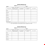 Printable Weekly Workout Log: Friday Activity | Parent example document template